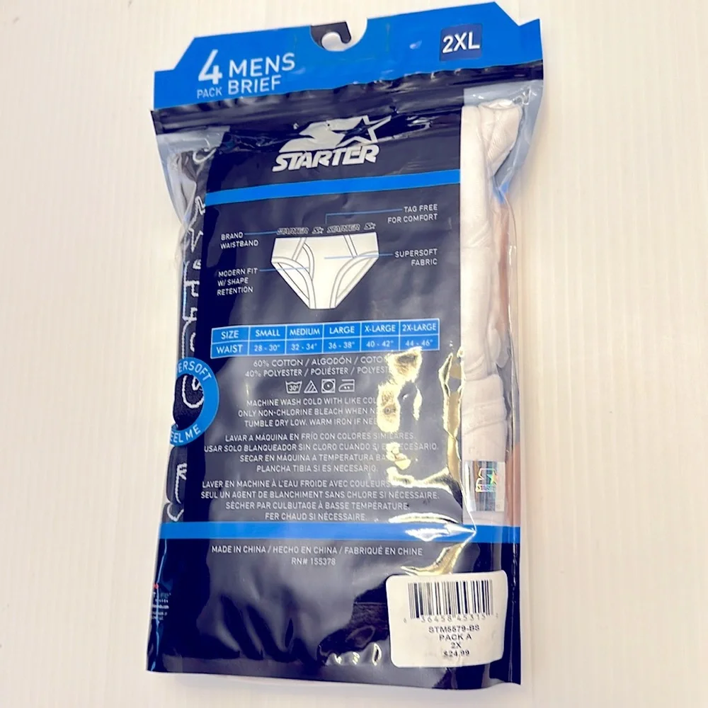 NWT 4-pack Starter Cotton Essential Briefs 2XL
